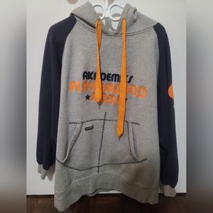 Akademiks Gray, Navy & Orange Contrast Pullover Crewneck